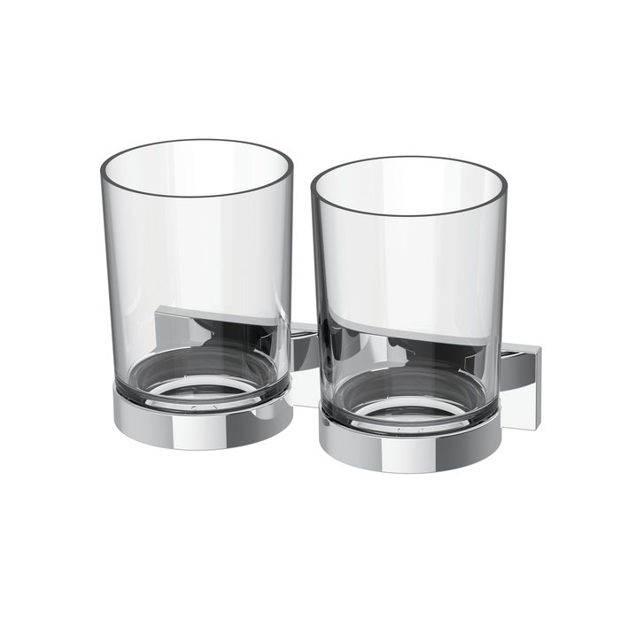 Glass holder double with clear glass