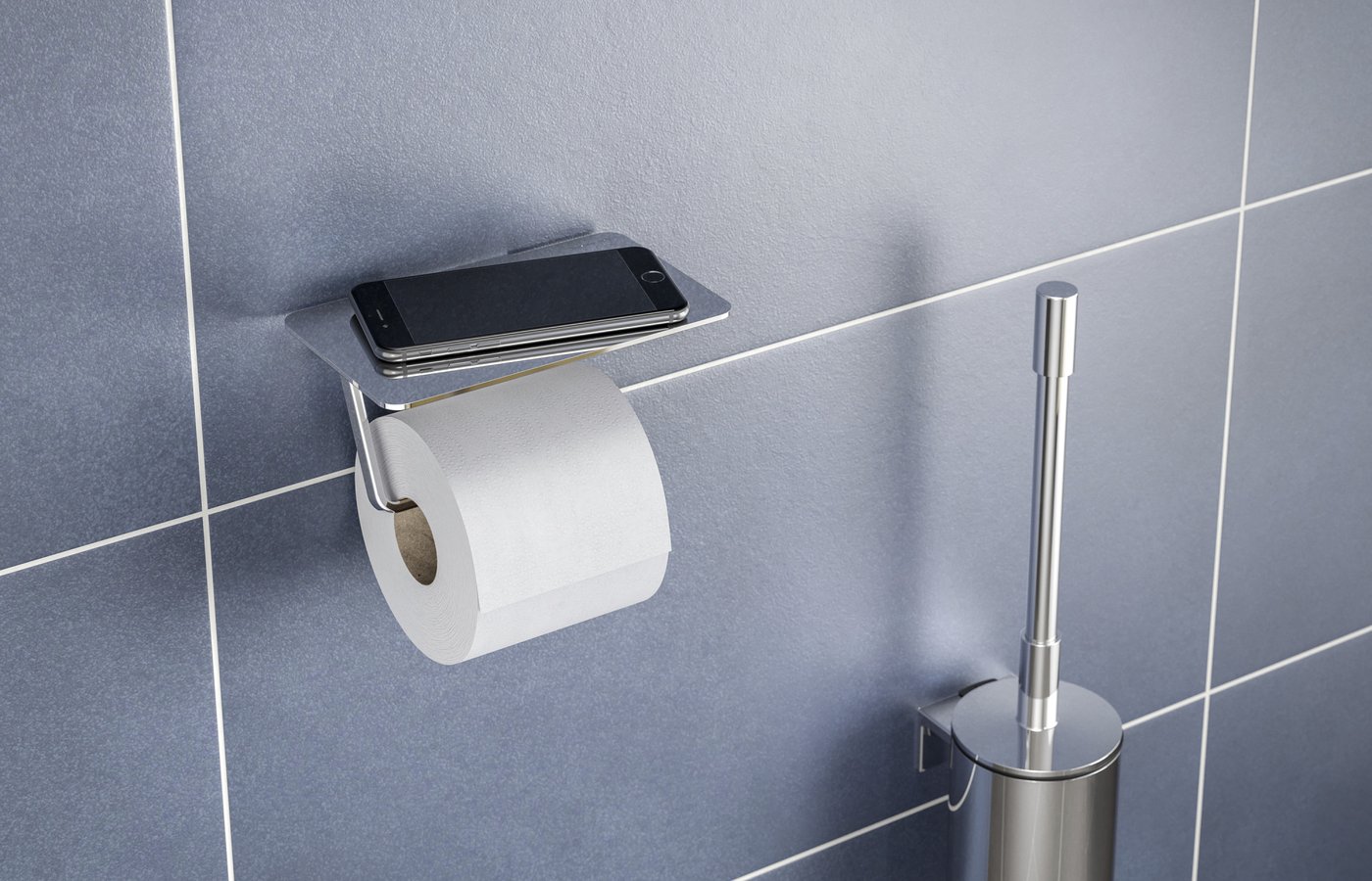 Toilet paper holder with tray Mood