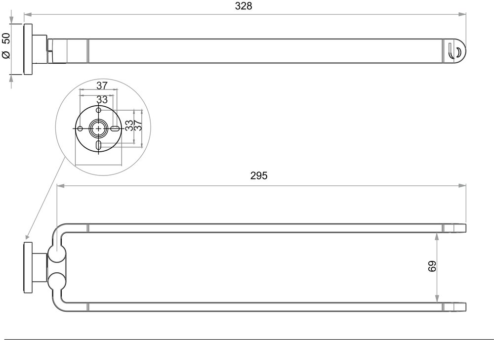 Porta asciugamani con due braccia mobili