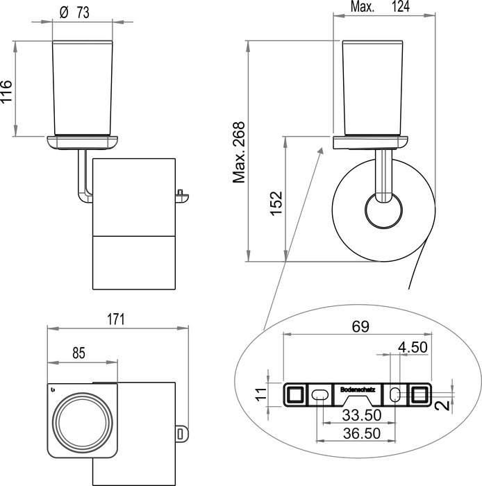 Portacarta con box igienico/per utensili