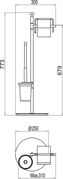 Porte-papier, porte-brosse, modèle de plancher