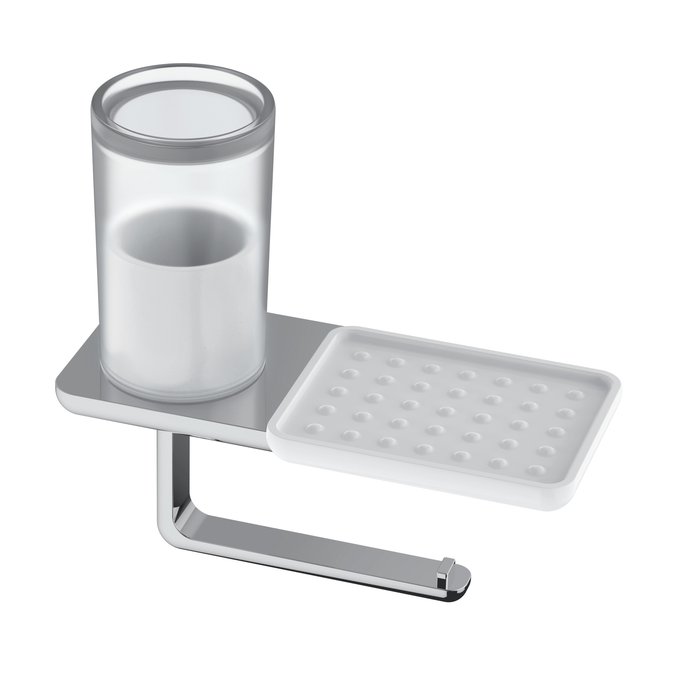 Toilet paper holder with hygiene box and soap dish