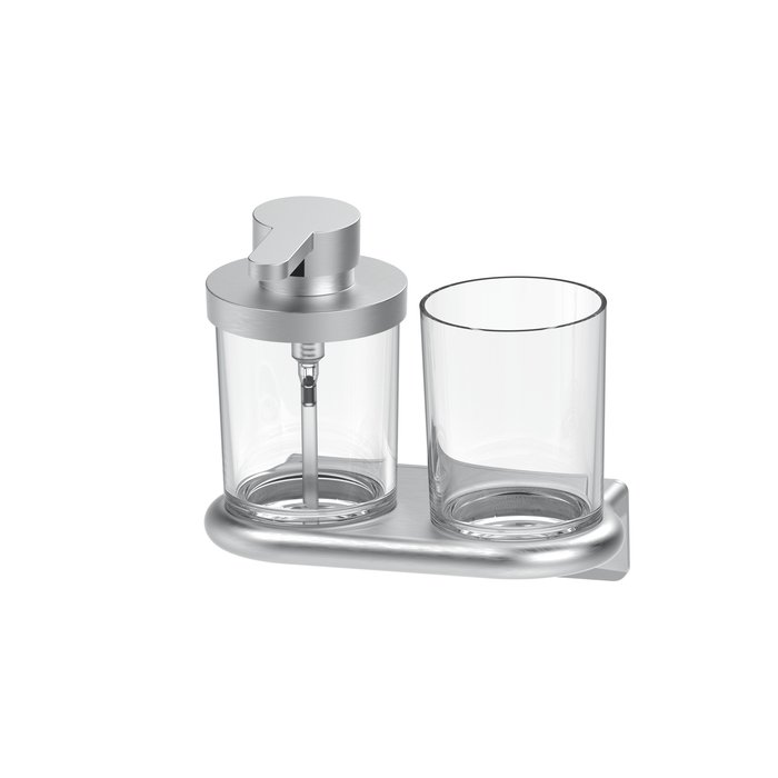 Combi Distrib.sapone + portabicchiere infrangibile