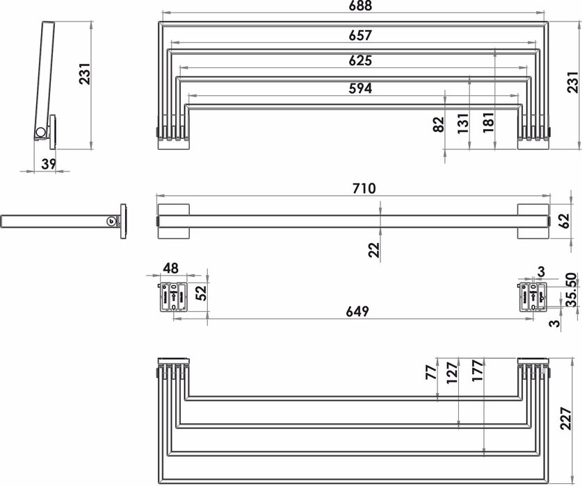 Porta asciugamani con quattro barre mobili