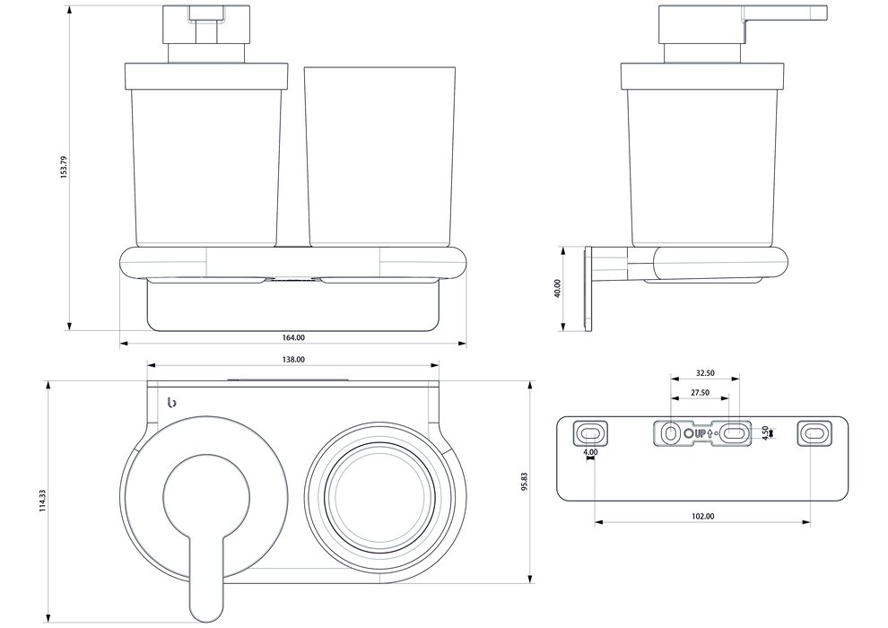 Combi Distrib. de savon + porte-verre