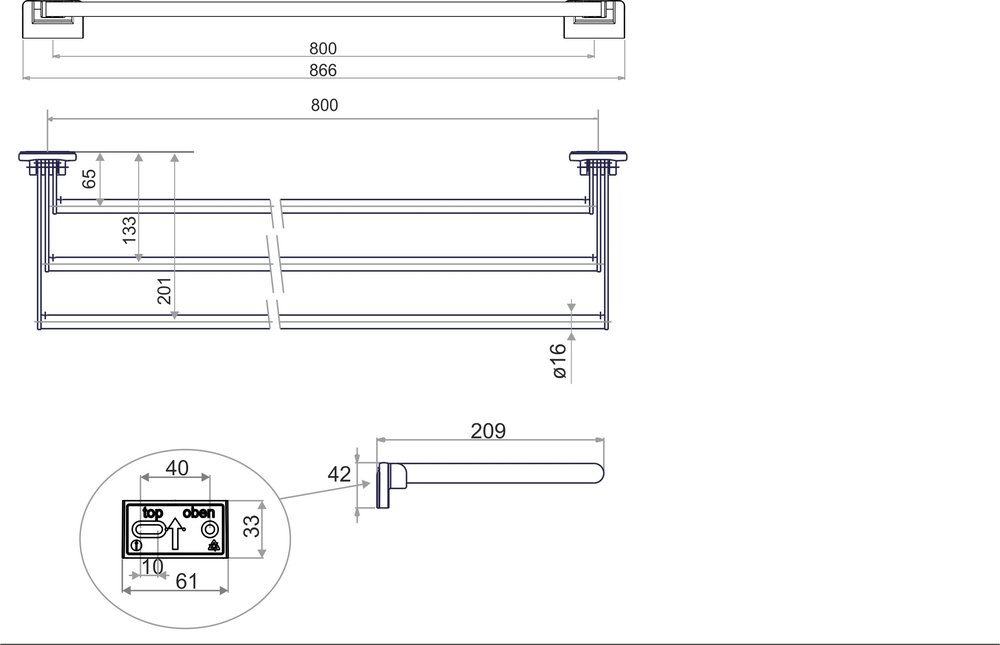 Towel holder triple, movable