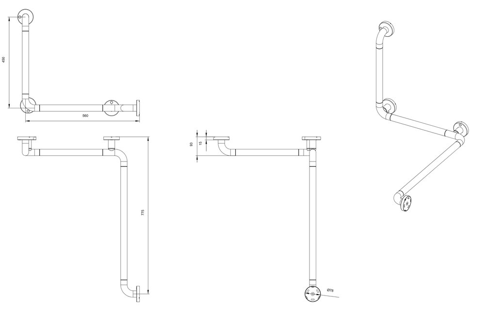 Barre de maintien d'angle avec support vertical