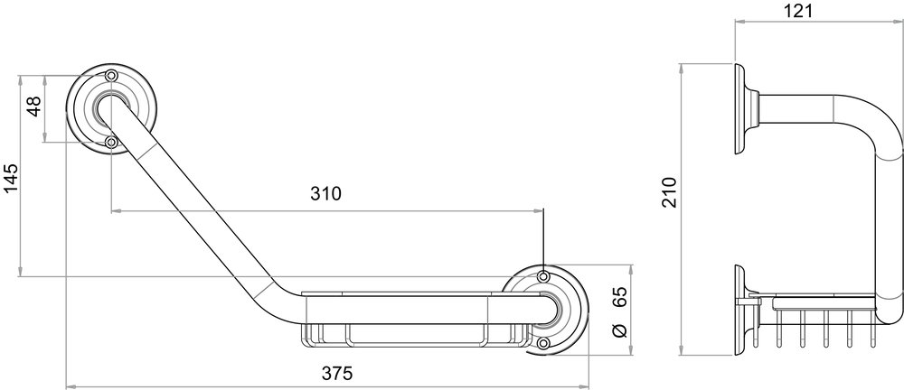 Bath handle, angled