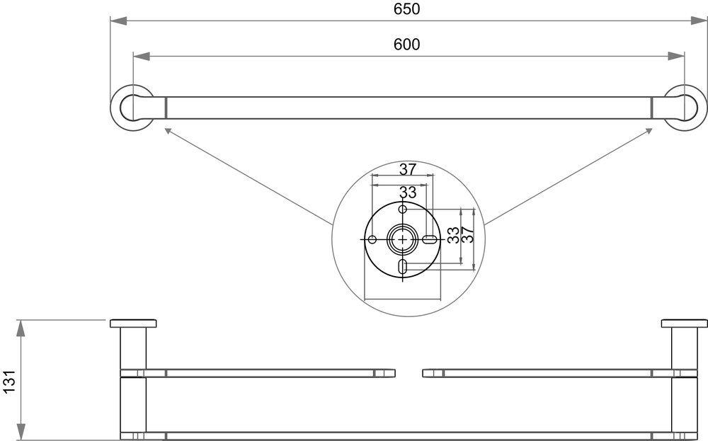 Porta asciugamani doppio, con asta mobile