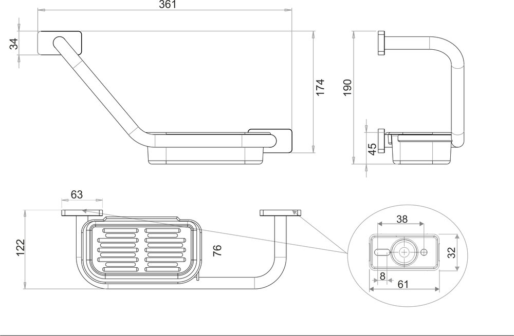 Bath handle angled