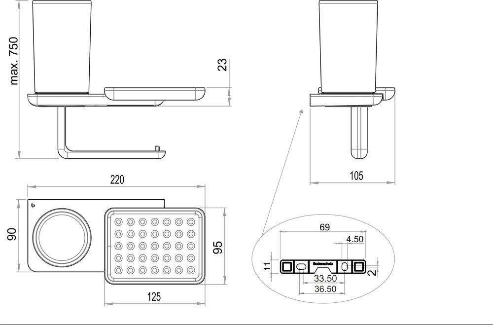 WC-Papierhalter mit Hygienebox und Seifenschale