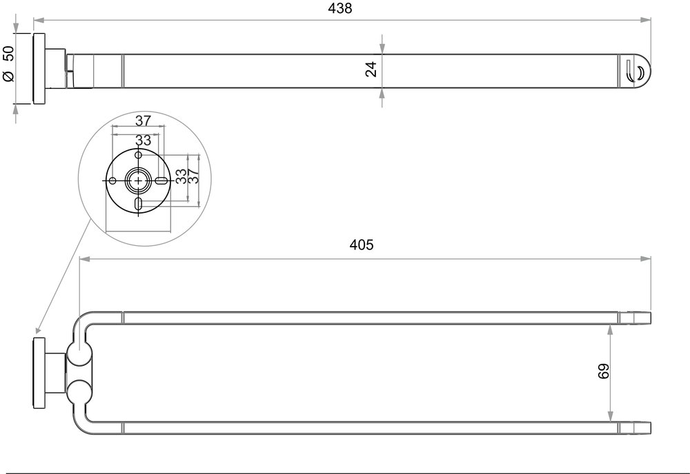 Porta asciugamani con due braccia mobili
