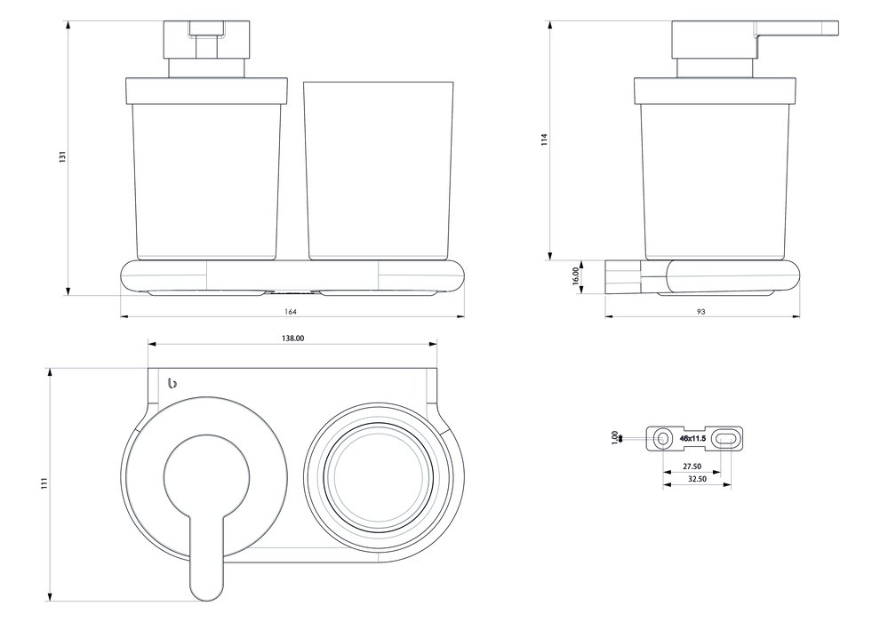 Combi Distrib.sapone + portabicchiere infrangibile