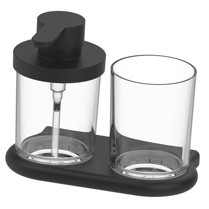 Distrib. savon + porte-verre incassable sans BPA