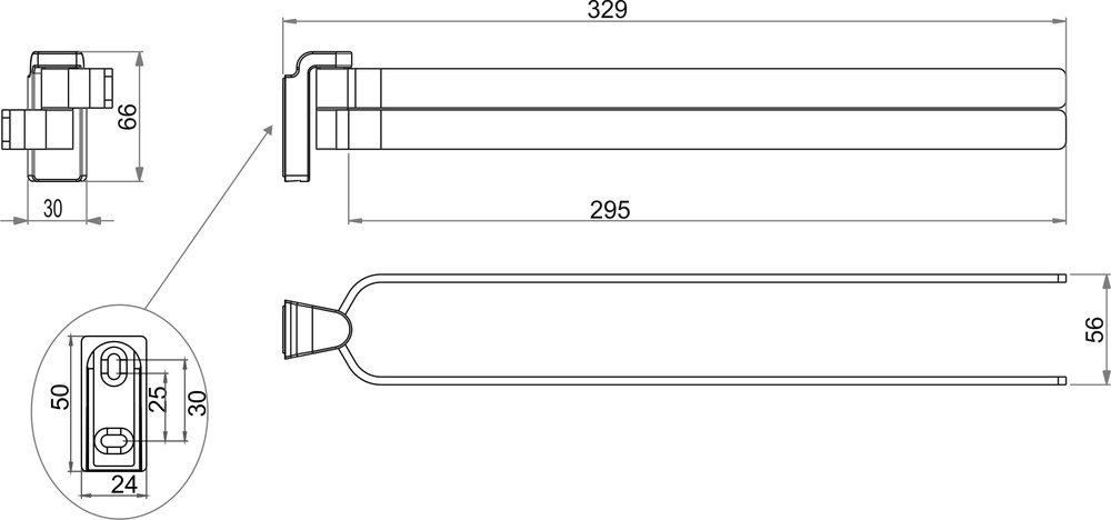 Porta asciugamani con due braccia mobili