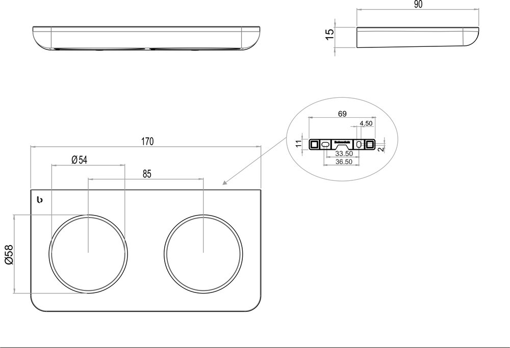 Basic wall holder, double