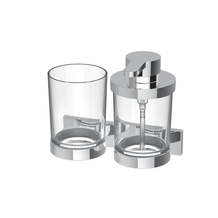 Kombi Seifenspender und Glashalter mit Tritanglas