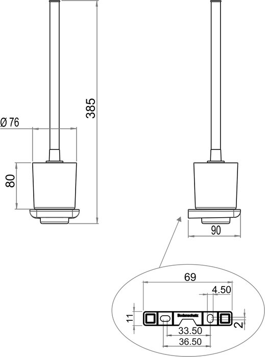 Kit spazzola WC senza coperchio