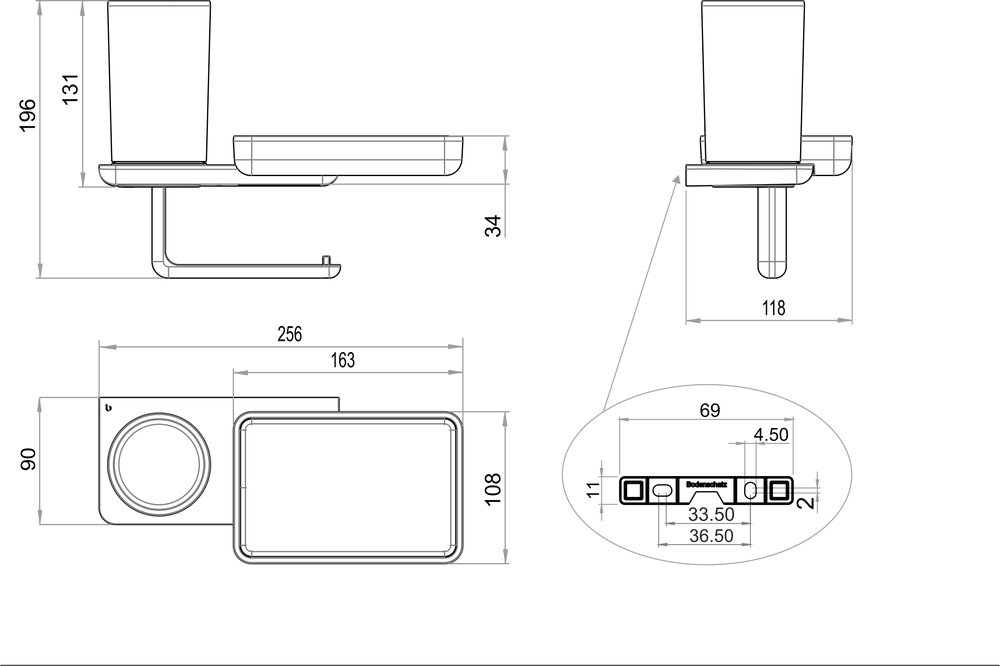 WC-Papierhalter mit Hygienebox und Ablageschale