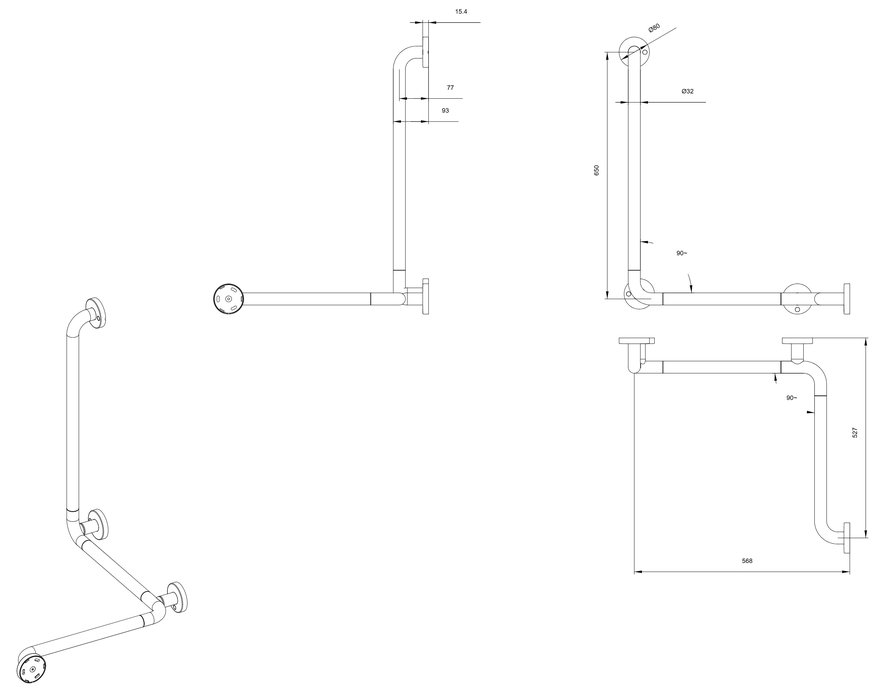 Barre de maintien d'angle avec support vertical