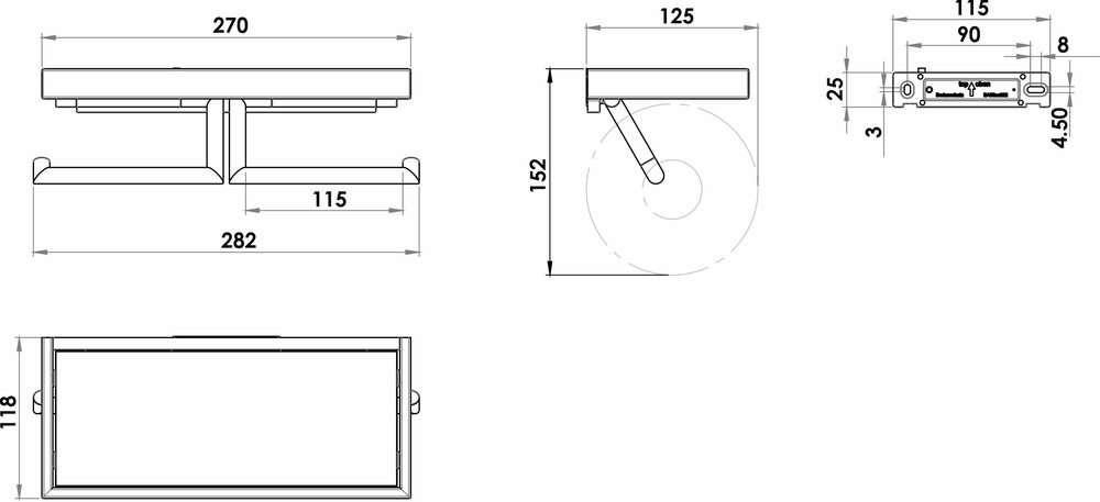 WC-Papierhalter mit Reserverollenhalter und Ablage