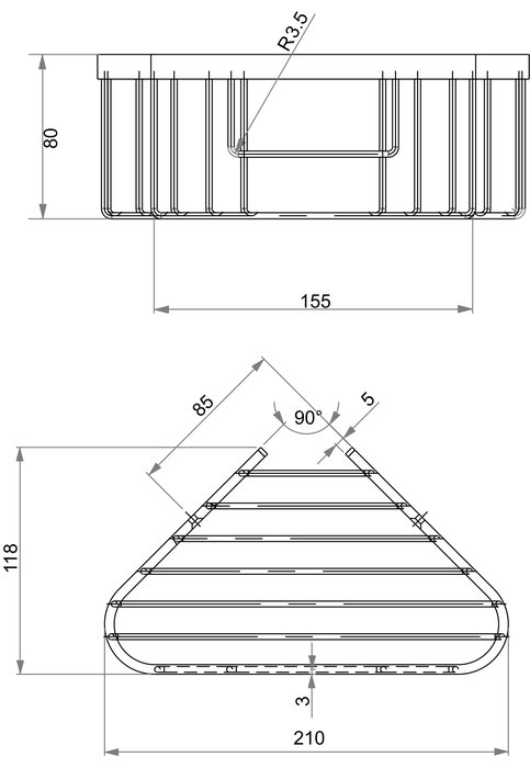 Corbeille de douche  modèle d'angle