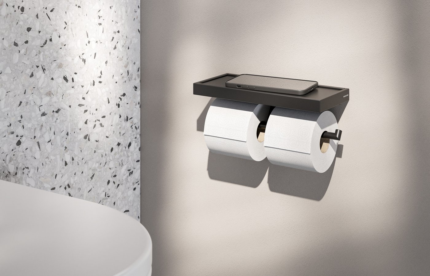 WC-Papierhalter mit Reserverollenhalter und Ablage Mood