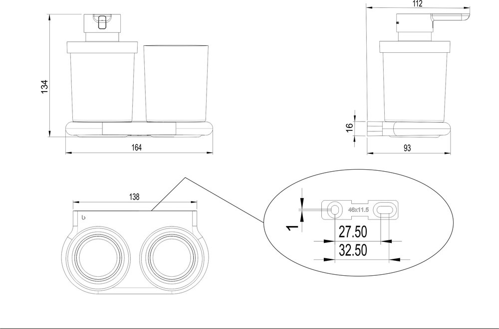 Kombi Seifenspender + Glashalter